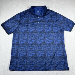 Hickey Freeman Polo Shirt Mens Large Golf Stretch Fish AOP Performance Casual‎